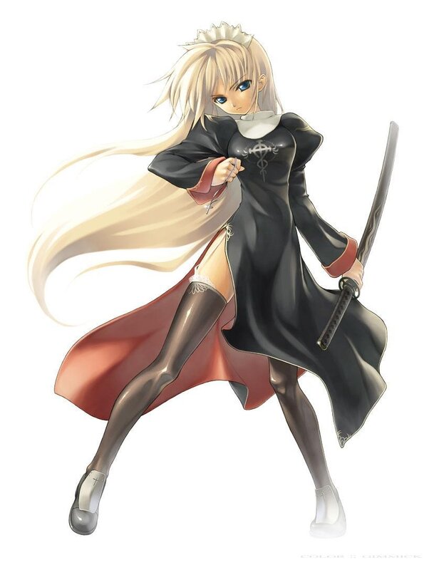blonde anime warrior woman