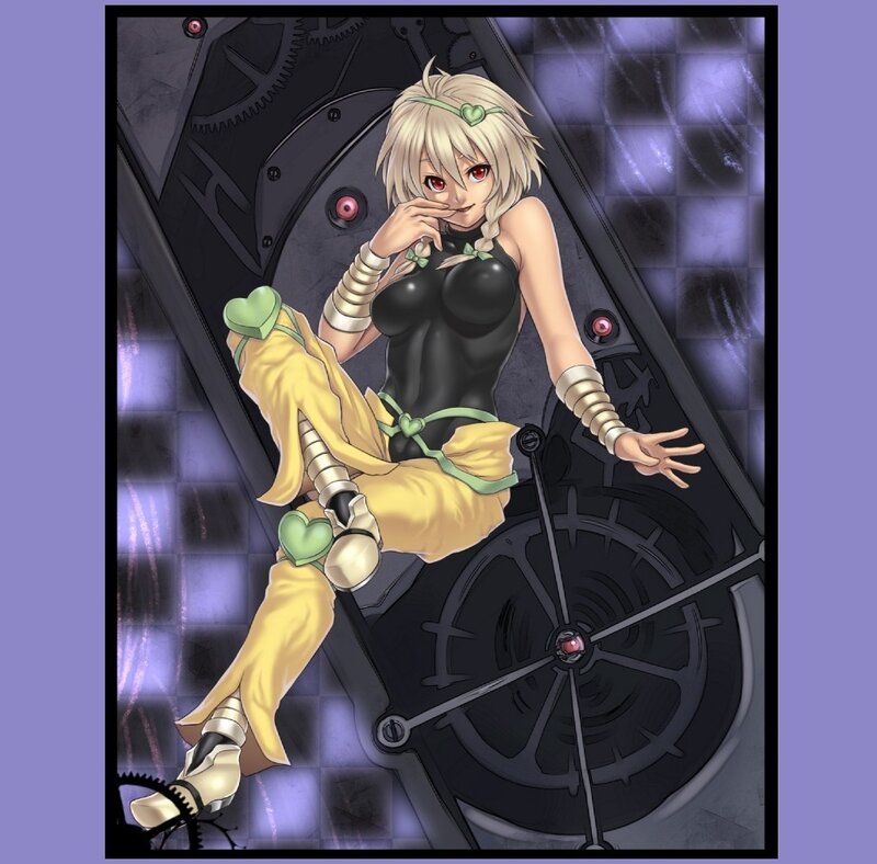 Blonde Anime Woman — Black, Dramatic, Mechanical Gears
