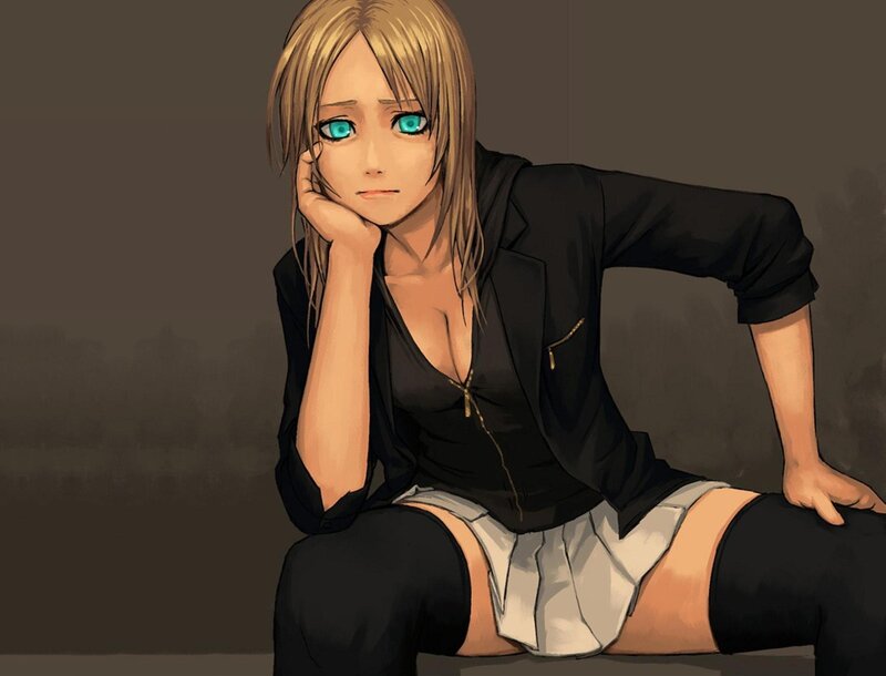 Blonde Anime Woman — Black, Neutral