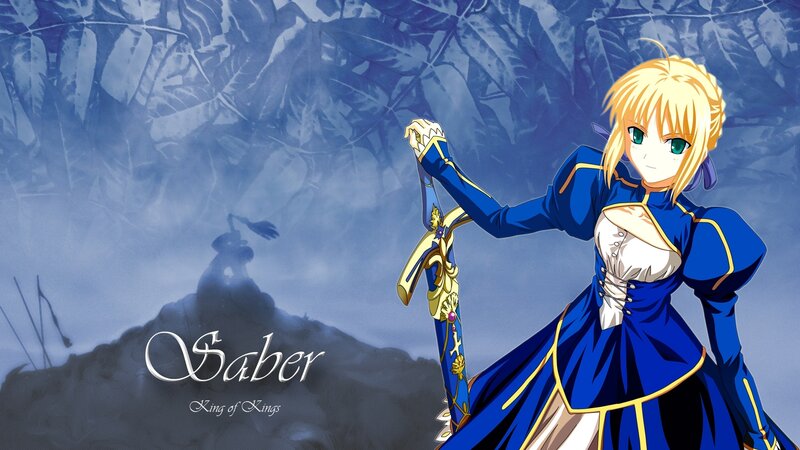 Blonde Anime Woman — Blue, Dramatic, Sword