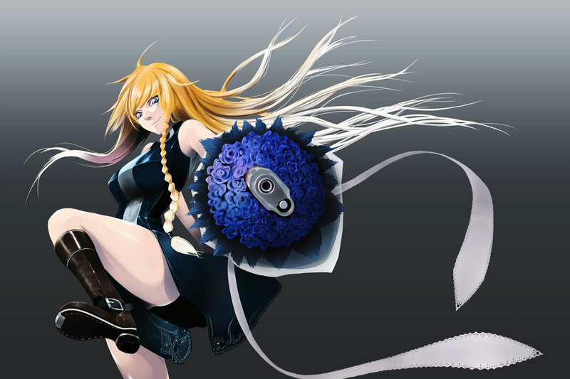 Blonde Anime Woman — Blue, Dynamic