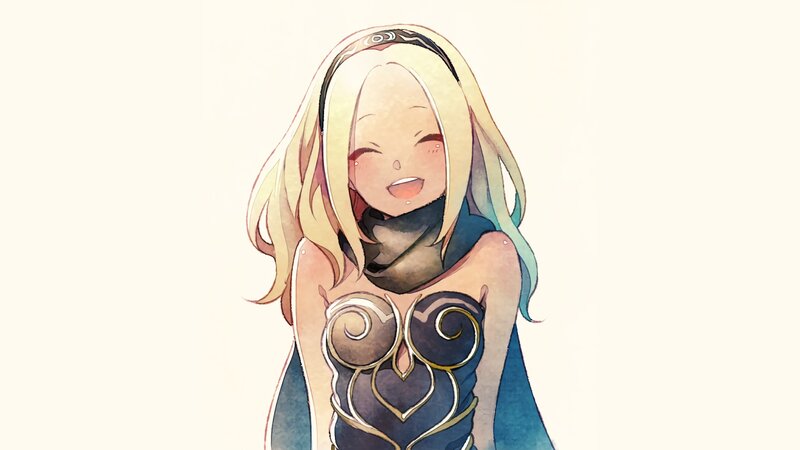 Blonde Anime Woman — Blue, Happy