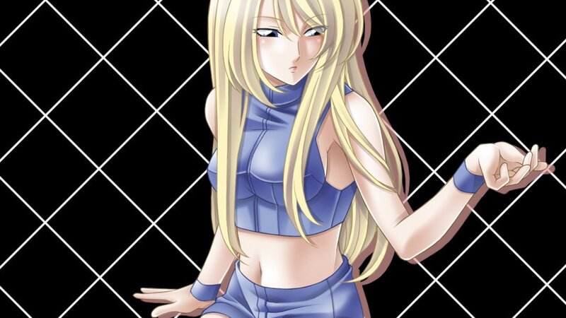 Blonde Anime Woman — Blue, Neutral, Blue Top