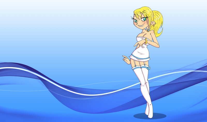 Blonde Anime Woman — Blue, Playful, Dress