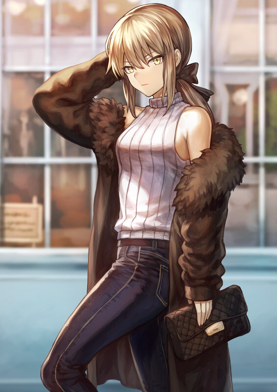 Blonde Anime Woman — Brown, Calm