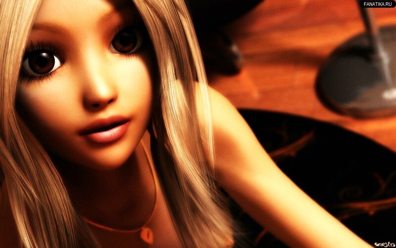 Blonde Anime Woman — Brown, Intense