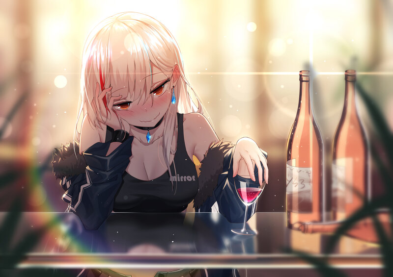 Blonde Anime Woman — Gold, Calm, Sunset, Digital Art