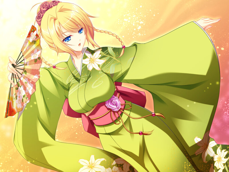 Blonde Anime Woman — Green, Bright