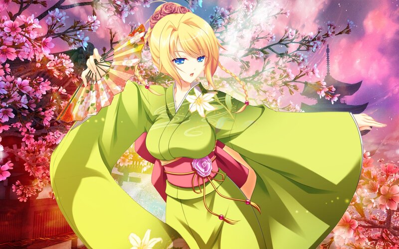 Blonde Anime Woman — Green, Serene, Spring