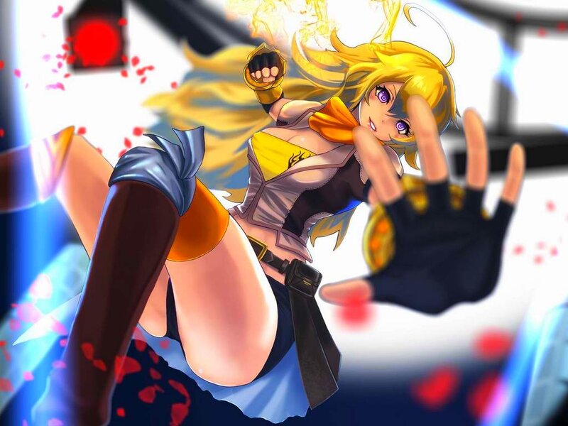 Blonde Anime Woman in Action