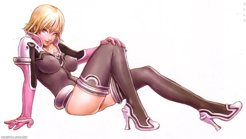 blonde anime woman in futuristic outfit