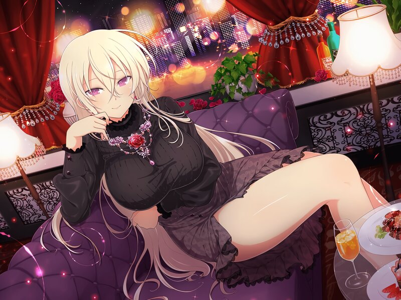 Blonde Anime Woman on Couch