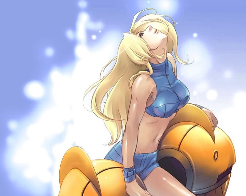 blonde anime woman on mech
