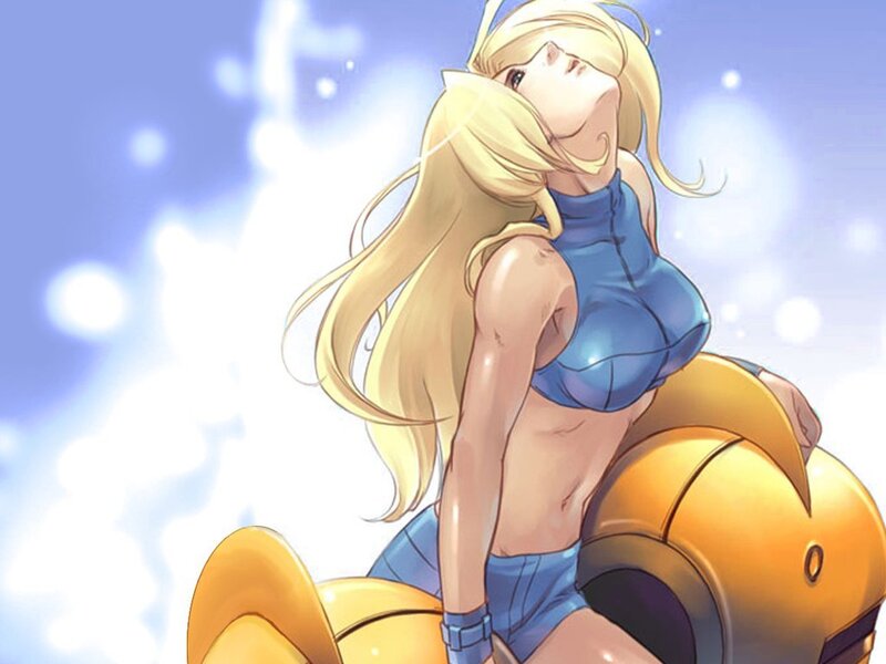 blonde anime woman on mech