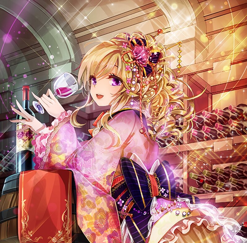 Blonde Anime Woman — Pink, Festive