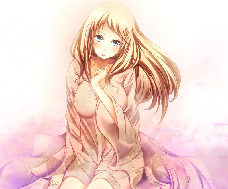 Blonde Anime Woman — Pink, Serene, Long Hair
