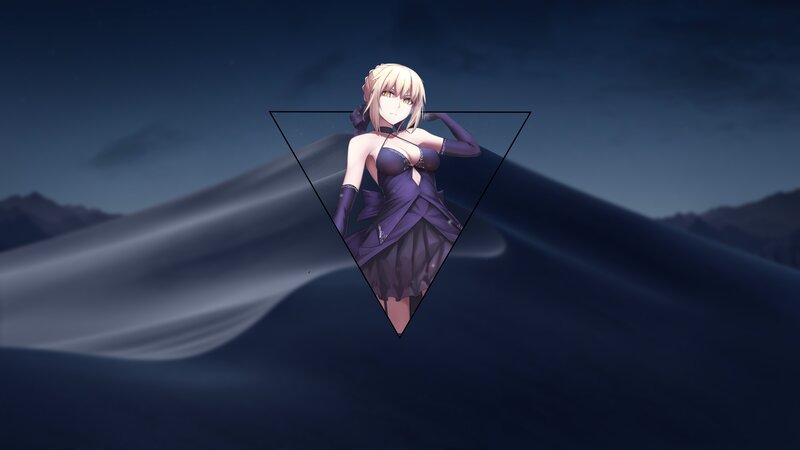 Blonde Anime Woman — Purple, Dramatic, Night, Dress