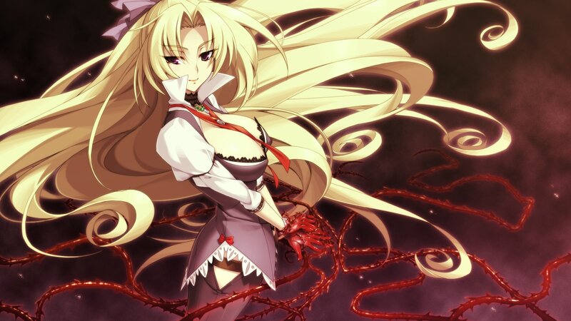 Blonde Anime Woman — Purple, Dramatic, Night, Long Hair