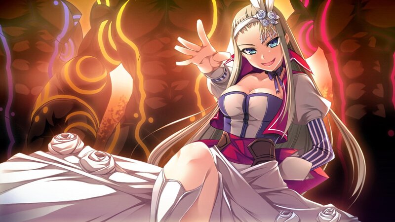 Blonde Anime Woman — Purple, Dramatic, Rose