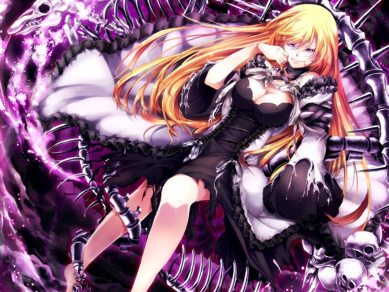 Blonde Anime Woman — Purple, Dramatic, Skeleton