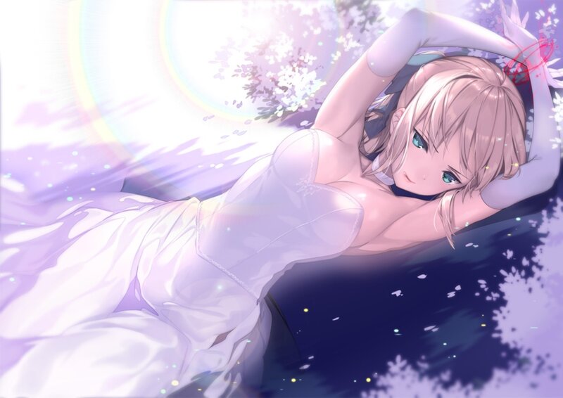 Blonde Anime Woman — Purple, Serene, Spring