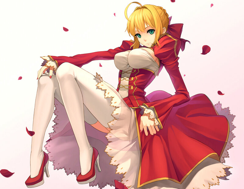 Blonde Anime Woman — Red, Calm