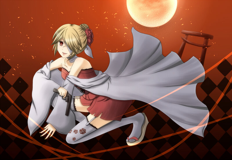Blonde Anime Woman — Red, Dramatic