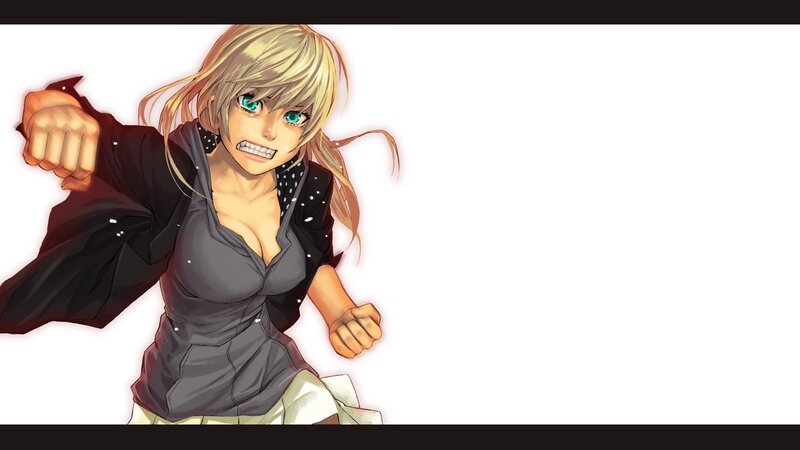 Blonde Anime Woman — White, Aggressive