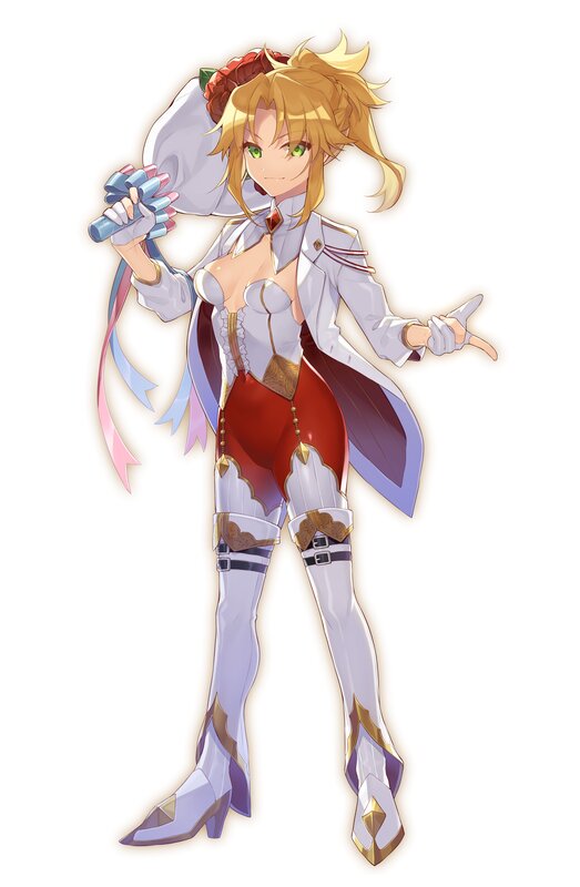 Blonde Anime Woman — White, Confident, Sword