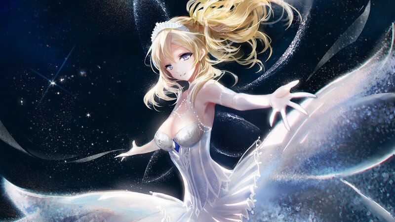Blonde Anime Woman — White, Dramatic, Night