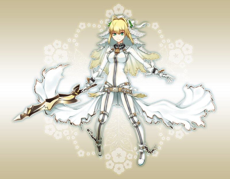 Blonde Anime Woman — White, Dramatic, Sword, Wings