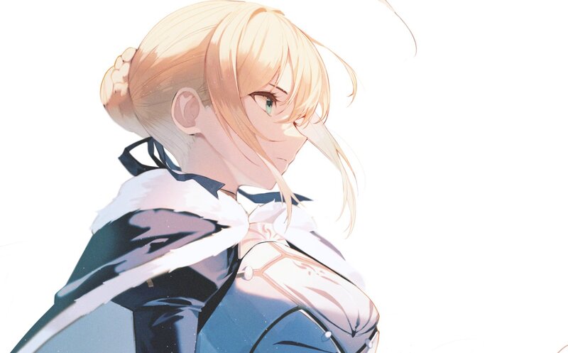 Blonde Anime Woman — White, Serene, Digital Art, Anime Character