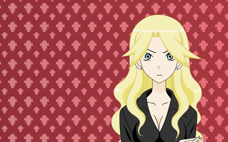 blonde anime woman with angry expression