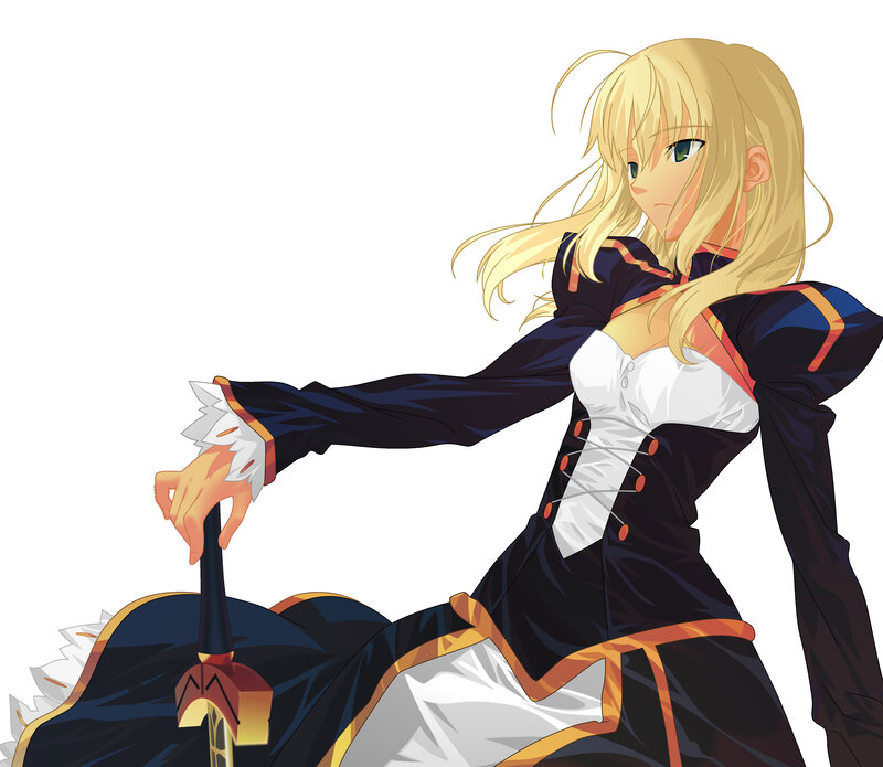 blonde anime woman with sword