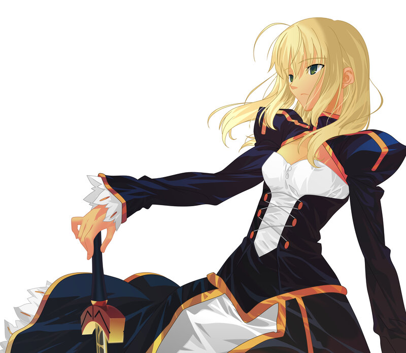 blonde anime woman with sword
