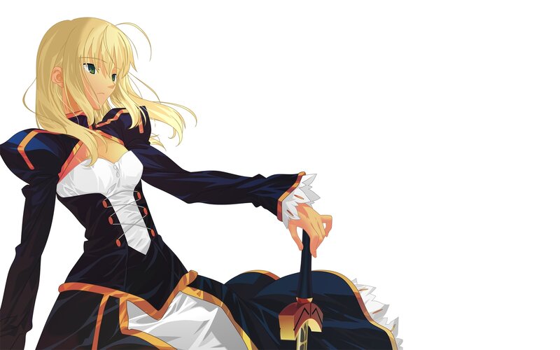blonde anime woman with sword