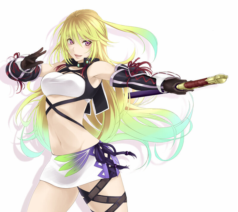 Blonde Anime Woman with Sword — Yellow