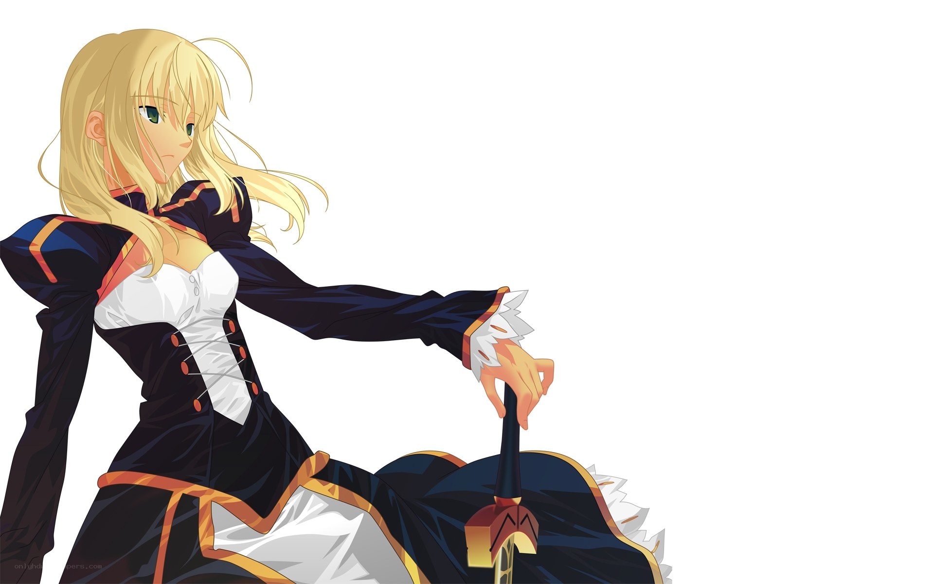 blonde anime woman with sword