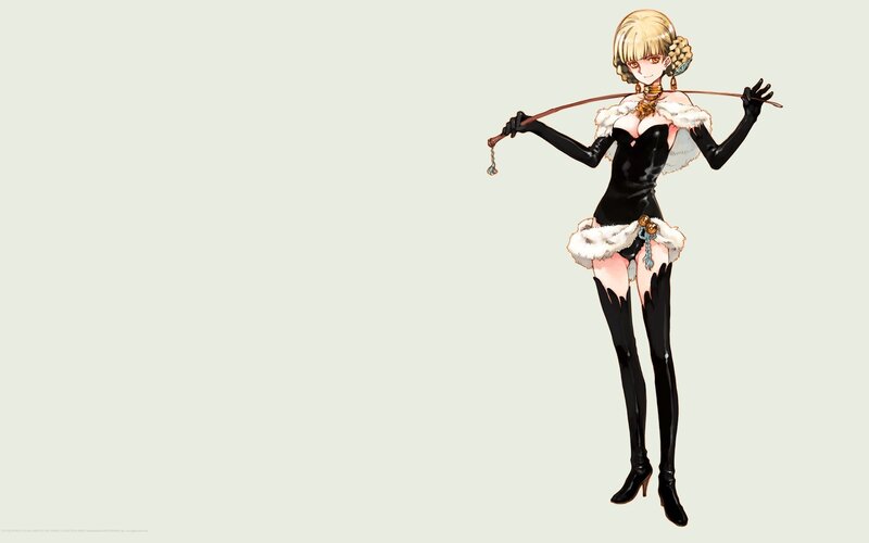 blonde anime woman with whip