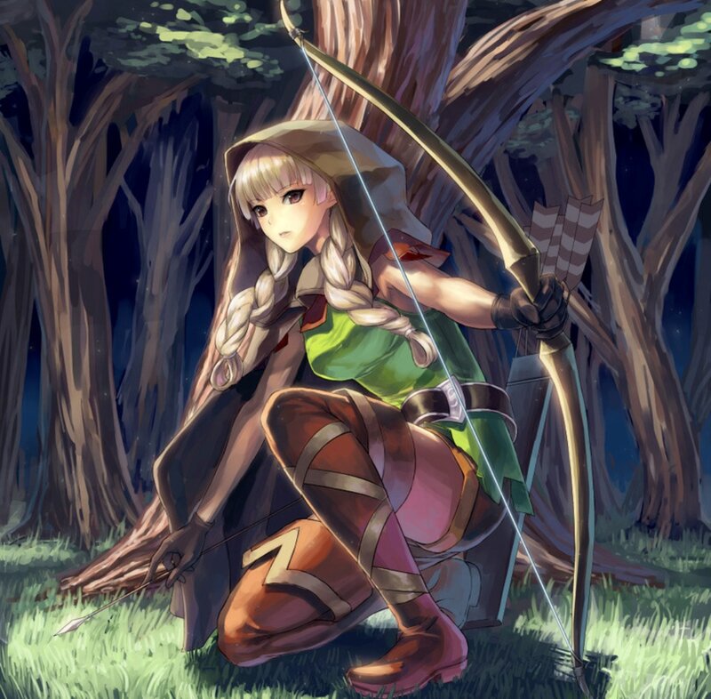 Blonde Archer Girl — Green, Dramatic