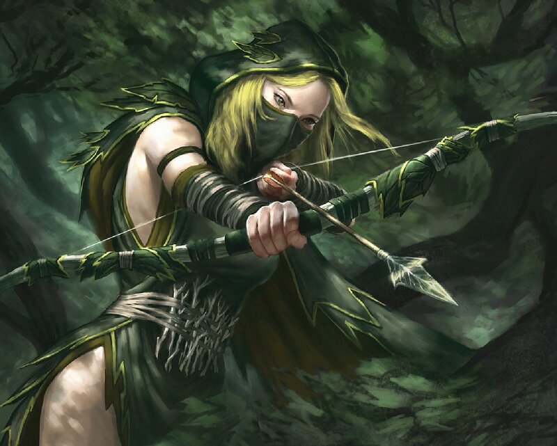 Blonde Archer in Forest — Green
