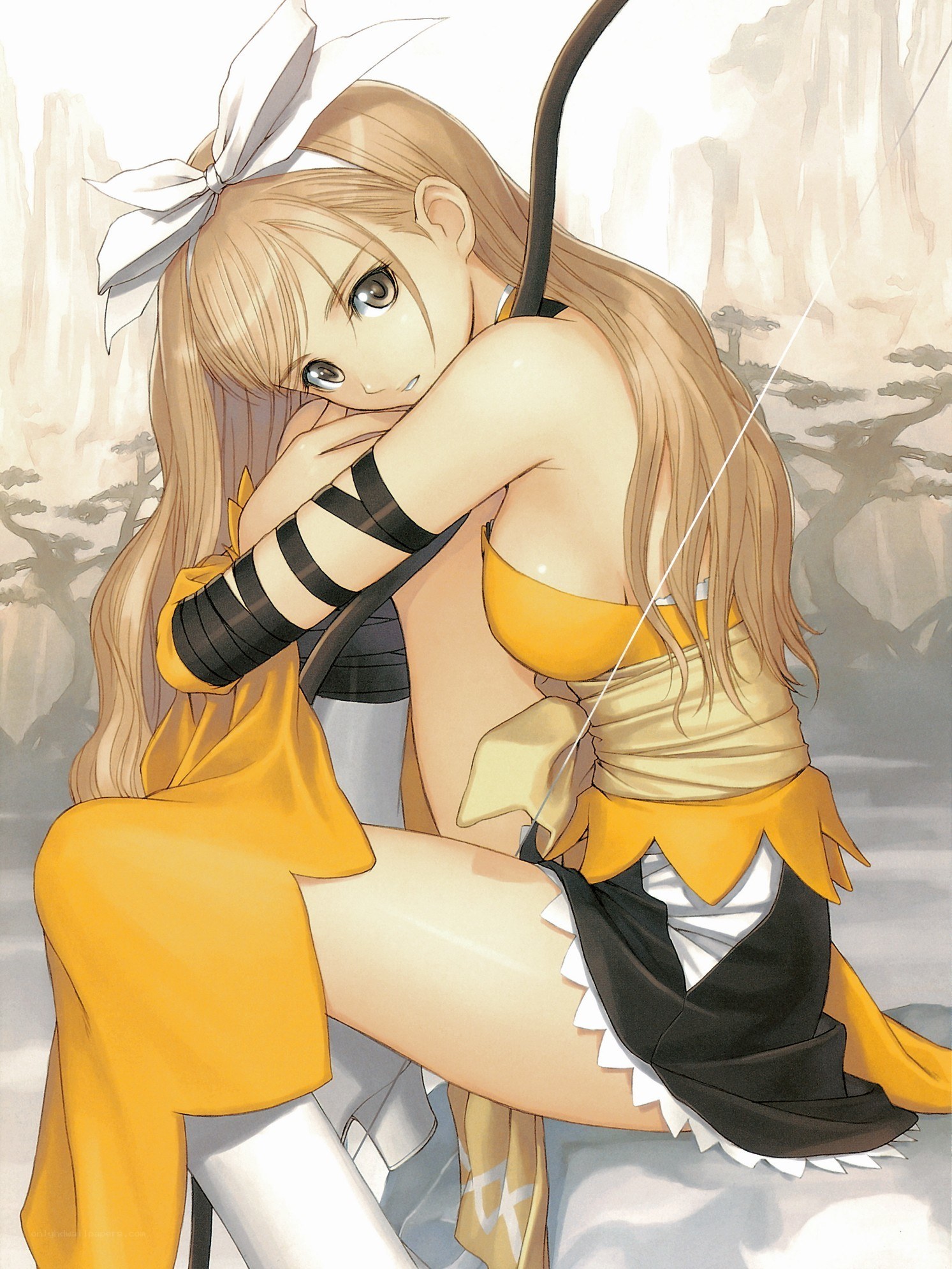blonde archer in yellow outfit