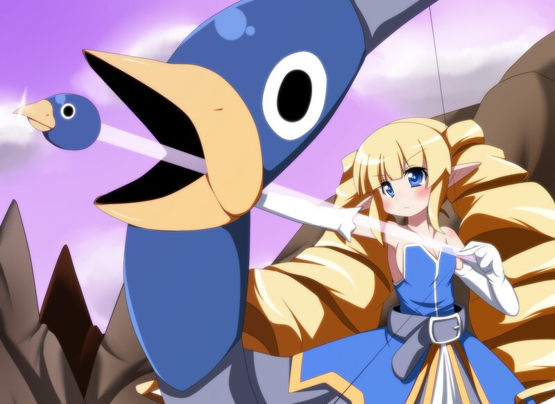 Blonde archer with bird companion