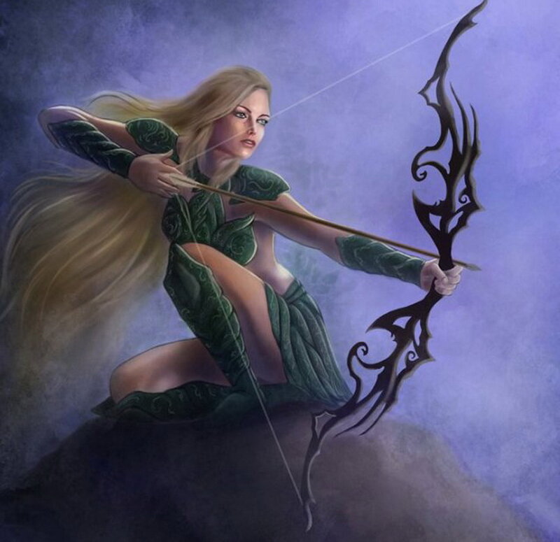 Blonde Archer Woman — Green