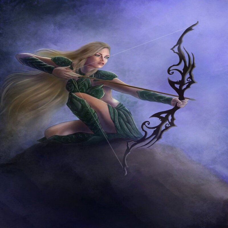 Blonde Archer Woman — Purple