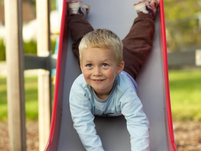 Blonde Boy on Slide