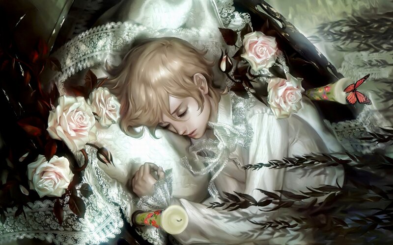 Blonde Boy Sleeping — White, Serene