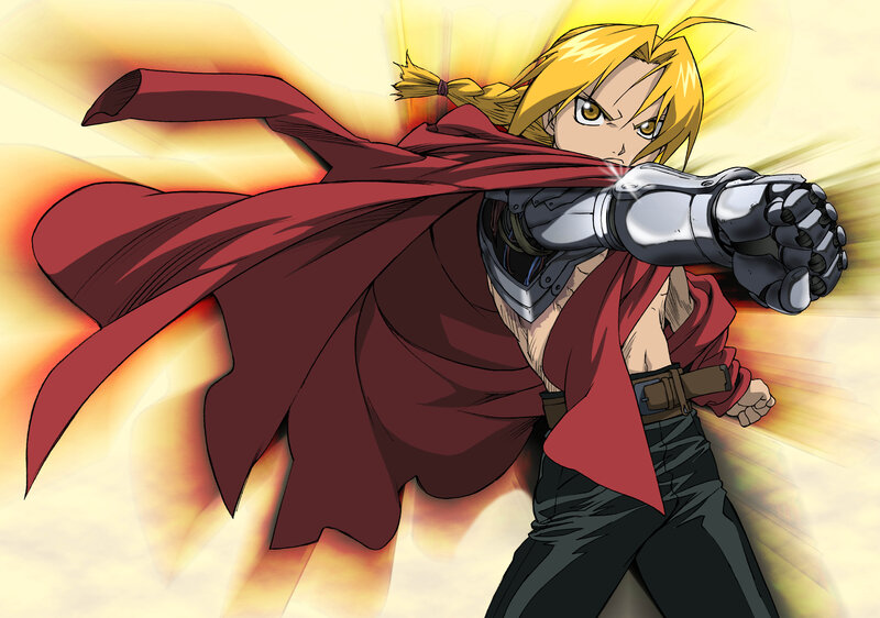 Blonde Boy with Metal Arm — Red, Dramatic