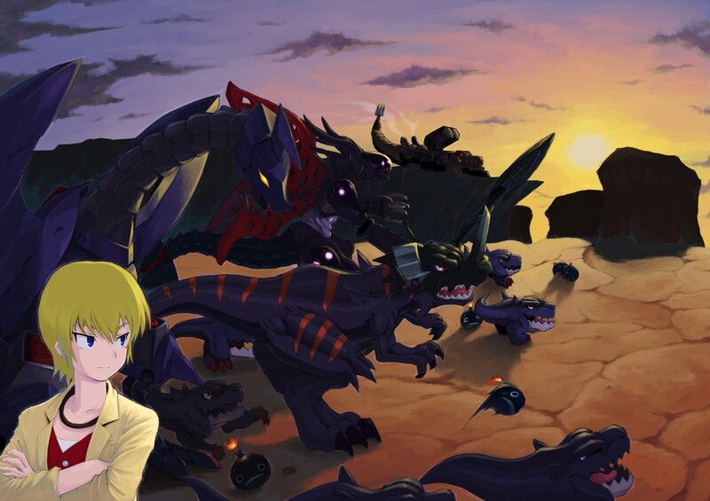 Blonde Boy with Monsters