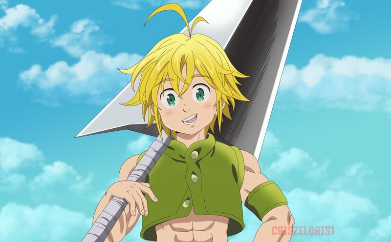 Blonde Boy with Sword — Blue